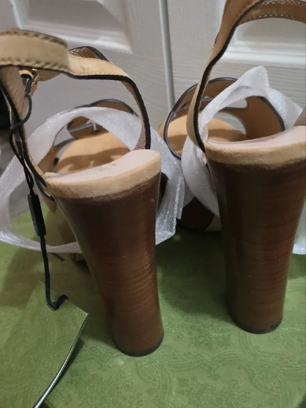Gucci Tan Suede Platform Sandals with Interlocking G